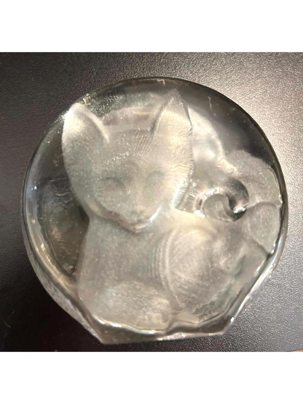 Cat Glass Paperweight Etched Crystal Kitty Figurine Decorative Desk Art